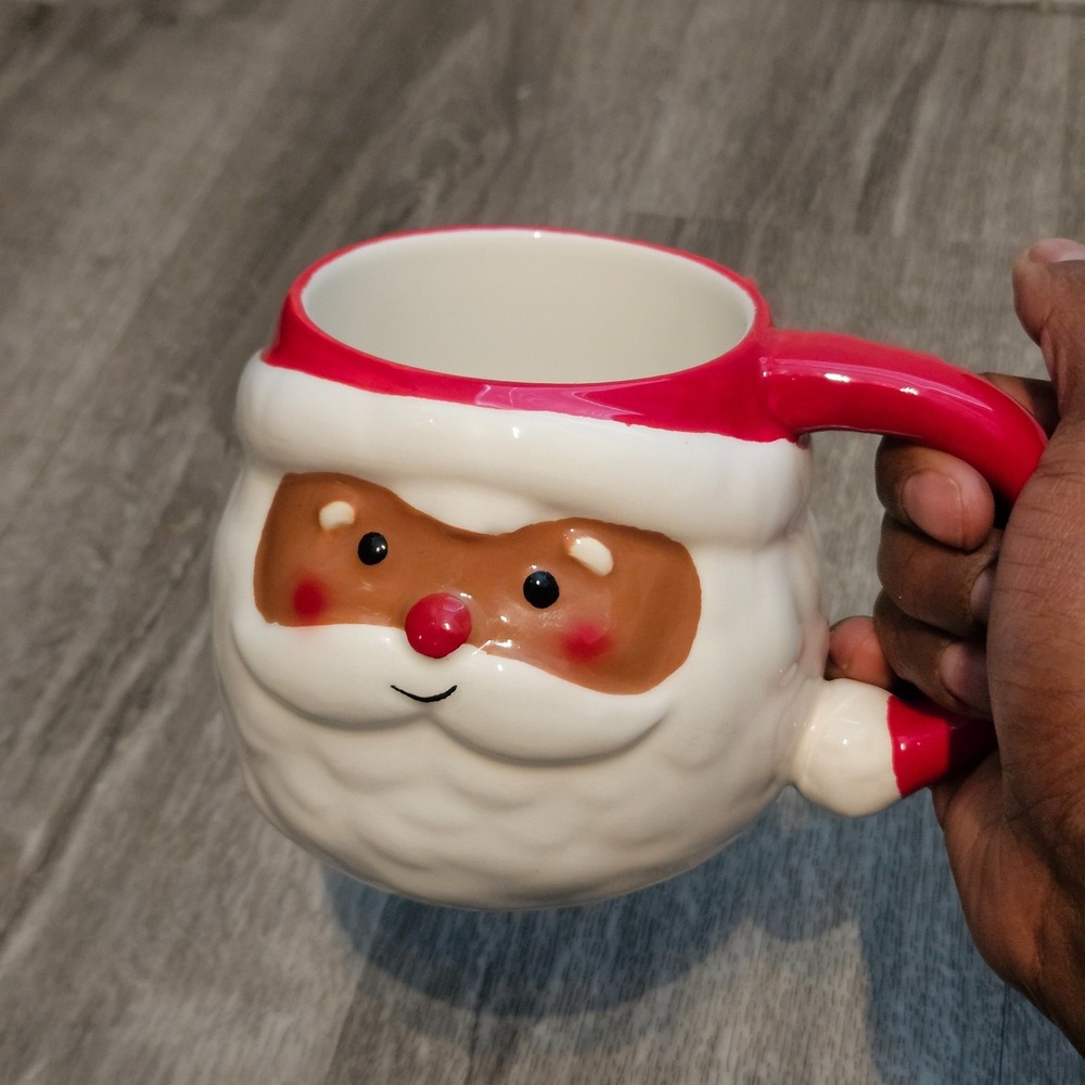 Ceramic Wondershop Target Brown Santa Claus Christmas Mug Red Nose
